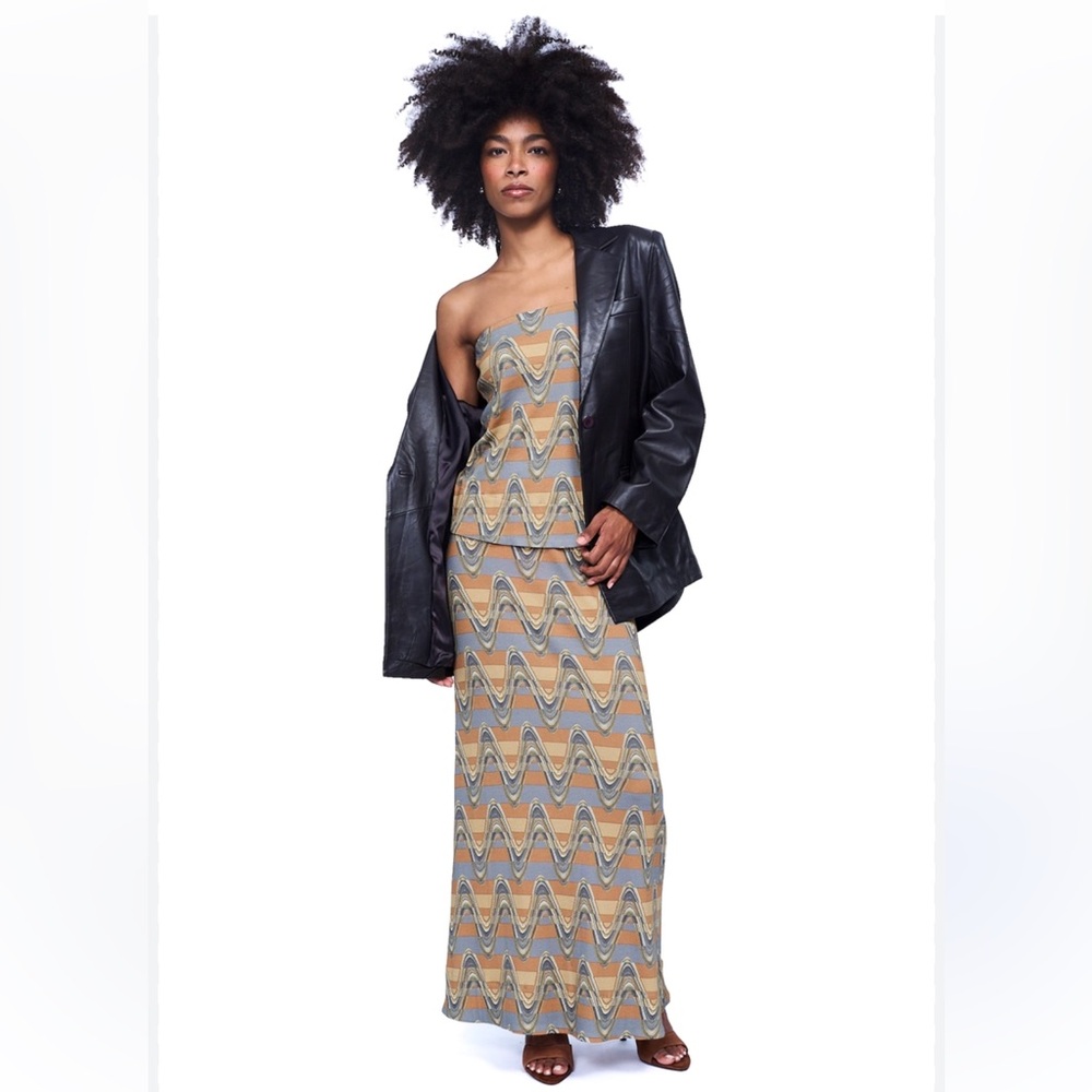 Faithfull the Brand Multicolor Wave-Print Maxi Skirt